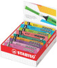 Highlighter - STABILO BOSS Original Refills - Pack of 20-9 x Neon Colours, colorful highlighter refills arranged in a display box with a highlighter pen on top.