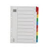 Rexel Mylar A4 Dividers 10 Part - Assorted Colours, clear plastic dividers with color-coded tabs for organizing documents.