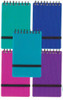 Snopake 127 x 76 mm NoteGuard Hardback Notebook Electra Assorted, pack of 5, in vibrant pink, purple, blue, turquoise, and light blue colors with black elastic band and wire binding