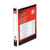 5 Star Presentation Ring Binder PVC 4 D-Ring 16mm Size A4 White [Pack 10], standing upright with its front cover visible, displaying presentation or organizational content.