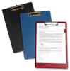 5 Star Standard Clipboard Foolscap Blue, image showing three clipboards in black, blue, and red with transparent front for holding papers.