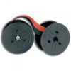 Stewart Superior Ribbon for Printing Calculator Red and Black Ref SPR455/483, two rolls of printing ribbon with black and red ink on black spools.