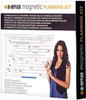 Bi-Office Magnetic Planning Kit, product packaging with a woman demonstrating the use of the magnetic planning accessories.