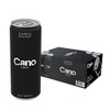 Cano Water Sparkling Water Multipack (24 x 330ml), Ringpull Lids, Water Multipack Cans, Natural Spring Water, Sparkling Spring Water Cans, black can with white text and a box of cans