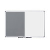 Bi-Office Combination Board Maya, Grey Felt/Magnetic, Aluminium Frame, 90 x 60 cm, dual-sided whiteboard with magnetic surface and grey felt side for versatile use in classrooms or offices.