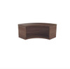 Jemini Reception Modular Corner Riser Unit 800x800x400mm Dark Walnut KF71537, a dark walnut wooden corner riser for reception desks with a curved design.