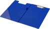 Q-Connect PVC Foldover Clipboard Foolscap Blue KF01301, blue PVC foldover clipboard with metal clip for holding documents.