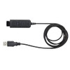 JPL BL-054MS+P USB Headset Connection Cable with Plantronics Compatible QD, black headset connection cable with inline controls and USB connector for headsets.