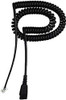 Jabra Cable End Piece QD to RJ10 Standard Assignment 2 m Spiral, Black, coiled telephone handset cord with RJ10 connector and flexible spiral design.
