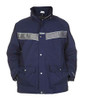 Toptex Classic Parka sep Navy, navy blue men's winter coat with reflective stripes across the chest and multiple pockets, designed for outdoor use.