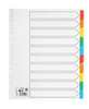 5 Star Maxi Index Extra-wide 230 micron Card with Coloured Mylar Tabs 10-Part A4 White, clear index card with colored tab dividers on the right side.