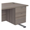 FF Jemini G/Oak 2 Drawer Fixed Ped TESHP2GO, wooden office desk with two drawers and a cable grommet on the surface.