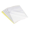 Q-Connect Feint Ruled Board Back Memo Pad 160 Pages A4 pack of 10, showing a stack of ruled memo pads with white, yellow, and lined pages for writing notes and memos.