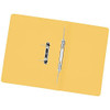 Q-Connect Transfer File 35mm Capacity Foolscap Yellow, open yellow file folder with metal fasteners and transfer mechanism inside.