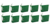 Q-Connect Lever Arch File Paperbacked A4 Green Pack of 10, image showing multiple green lever arch files standing upright with open spines for document storage.