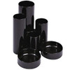 Q-Connect Tube Tidy - Black, set of black plastic tube tidy containers of various sizes for organizing cables and wires.