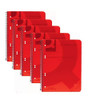 Q-Connect Spiral Bound Polypropylene Notebook 160 Pages A5 Red (5 Pack), showing five red notebooks with spiral binding and polypropylene covers.