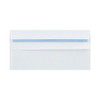 Q-Connect DL Envelope Wallet Self Seal 80gsm White, front view of a white self-seal envelope wallet with a blue strip for sealing, in a pack of 250.
