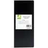 Q-Connect Polypropylene Name Business Card Holder 96 Card Black, rectangular black plastic storage case for business cards with label showing product details.