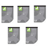 Q-Connect Feint Ruled Margin Headbound Refill Pad 200 Pages A4 Pack of 5, image showing five refill pads with black and green covers and barcodes at the bottom.