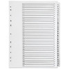 Q-Connect 1-31 Index Multi-punched Polypropylene White A4, white pre-punched index dividers with numbered tabs for file organization.