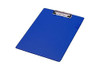 Q-Connect PVC Single Clipboard Foolscap Blue KF01297, blue plastic clipboard with metal clip for holding documents.