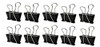 Q-Connect 42mm Foldback Clip, Black, Pack of 10, showing a set of ten black foldback clips with silver metal handles arranged in two rows.