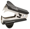 Q-Connect Staple Remover with Ergonomic Grip, close-up of a handheld staple remover featuring a black ergonomic handle and a metal scraping part.