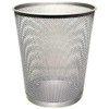 Q-Connect Waste Basket Mesh 18 Litre Silver KF00849, a metallic mesh waste bin in silver color with a cylindrical shape and open top.