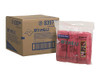 Wypall Microfibre Cloths 8397-1 Carry Pack x 6 Cloths, Red, in clear plastic packaging next to a cardboard box labeled with product details.