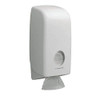 Aquarius Bulk Pack Toilet Tissue Dispenser White, wall-mounted toilet tissue dispenser with a sleek design and a visible viewing window.