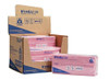 Wypall X50 Colour Coded Cleaning Cloths 7444 - Red Wiping Cloths, packaged in a pink interfolded pack, displayed next to a cardboard box of the same product for bulk use.