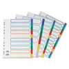 Concord Plastic Index Polypropylene 120 Micron Europunched 1-10 A4 Assorted Ref 66399, set of colorful polypropylene index dividers with numbered tabs for organizing documents.