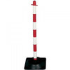 FD Freestand Post Rubber Base Red/Wht, a traffic control post with a red and white striped pattern and a black rubber base for stability.
