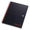 Oxford Black n' Red A4 140 Pages Wirebound Hard-Back Ruled and Perforated Notebook - Matte Black (Pack of 5), front view of a black, hard-back notebook with red wire binding, ruled and perforated pages.