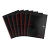 Oxford Black n' Red A4 Notebook, Glossy Hardback Wirebound, 140 pages, Lined (Pack of 7), showing the black hardback cover with red wire binding and the Black n' Red logo.
