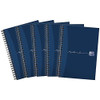 My Notes A5 Card Cover Wirebound Notebook Ruled and Perforated 100 Page, 5 Notebooks, blue cover with spiral binding and ruled pages.
