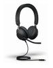 Jabra Evolve2 40 SE Wired Noise-Cancelling Stereo Headset With 3 Microphone Call Technology and USB-C Cable - MS Teams Certified, Works with All Platforms - Black, over-ear headset with microphone and wired connection.