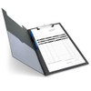 Rapesco VFDCB0B3 Foldover Clipboard with Pocket, A4+, Black, open with document and pen for office or school use