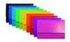 Exacompta Iderama Document Wallets, 265 gsm, Foolscap - Assorted Colours, Pack of 25, colorful assortment of document wallets in various vibrant shades including black, blue, green, yellow, orange, red, purple, and pink.