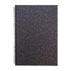Clairefontaine Notebook Sidebound Ruled 90gsm 120 Pages A4, Black, Pack 10, front view of a black A4 spiral-bound notebook with ruled pages