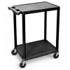 Practical Panda GI241L Service Trolley - 2 Flat Shelves - 610 X 458, black mobile service cart with two spacious shelves and four wheels for easy mobility.