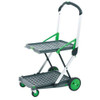 GPC 359286 Clever Trolley With Folding Box, a lightweight portable shopping trolley with two folding trays, green and black accents, and four wheels for easy transport.