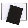 5 Star Manuscript Feint Book, open lined notebook with black cover and white pages with blue lines.