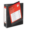 5 Star Presentation Ring Binder PVC 4 D-Ring 50mm Size A4 Black Pack of 10, Black A4 presentation ring binder with transparent front cover showcasing filled pages and a sturdy black fabric spine.