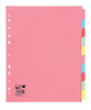 5 Star Subject Dividers Multipunched Manilla Board 10-Part Extra Wide A4 Assorted, pink multi-tab divider with punched holes for filing and multiple colored tabs for organization.