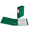 5 Star Lever Arch File PVC Spine 70mm Foolscap Green, green lever arch file with metal rings and label holder, open with documents inside.