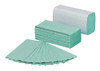 5 Star 230 x 305 mm C Fold Paper Towels, in green color, includes 144 towels per sleeve, pack of 20, shown with folded towels and a rolled-up pack