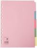 5 Star Office Subject Dividers Multipunched Manilla A4 Card - Pack of 5, Assorted, pink file folder with colorful tabs on the right side
