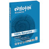 Evolution A4 120gsm Business Paper - White (Pack of 250), image of a blue pack of recycled A4 paper with the Evolution Business logo and product details.